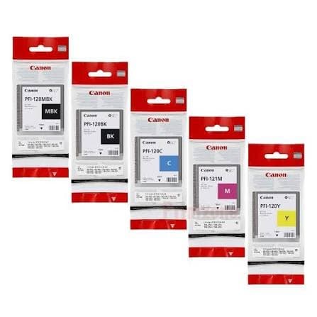 Photograph of the Genuine Canon PFI-120 PFI-121 130ml Ink Value Pack.