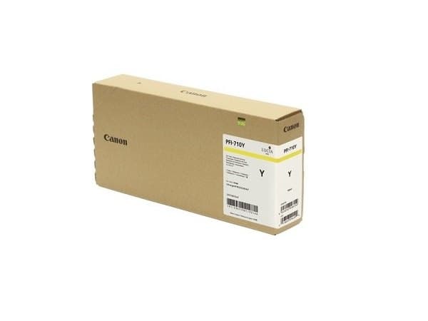 Photograph of the Canon PFI-710 Y Yellow Ink Tank 700ml for imagePROGRAF TX-2000 TX-3000 TX-4000-TX4100 TX4200.